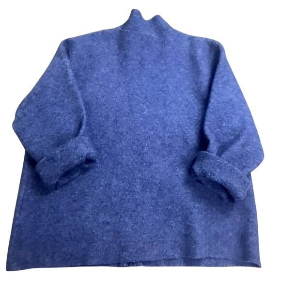 Eileen Fisher Women’s 100% Wool Zip Jacket Coat Blue Size L Large Minimalist - Picture 9 of 9